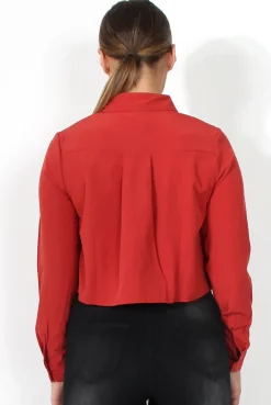 Rebellious Fashion Grace Rust Long Sleeved Cropped Shirt