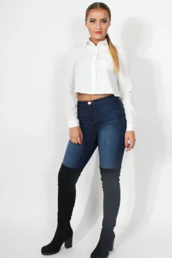 Rebellious Fashion Grace White Long Sleeved Cropped Shirt
