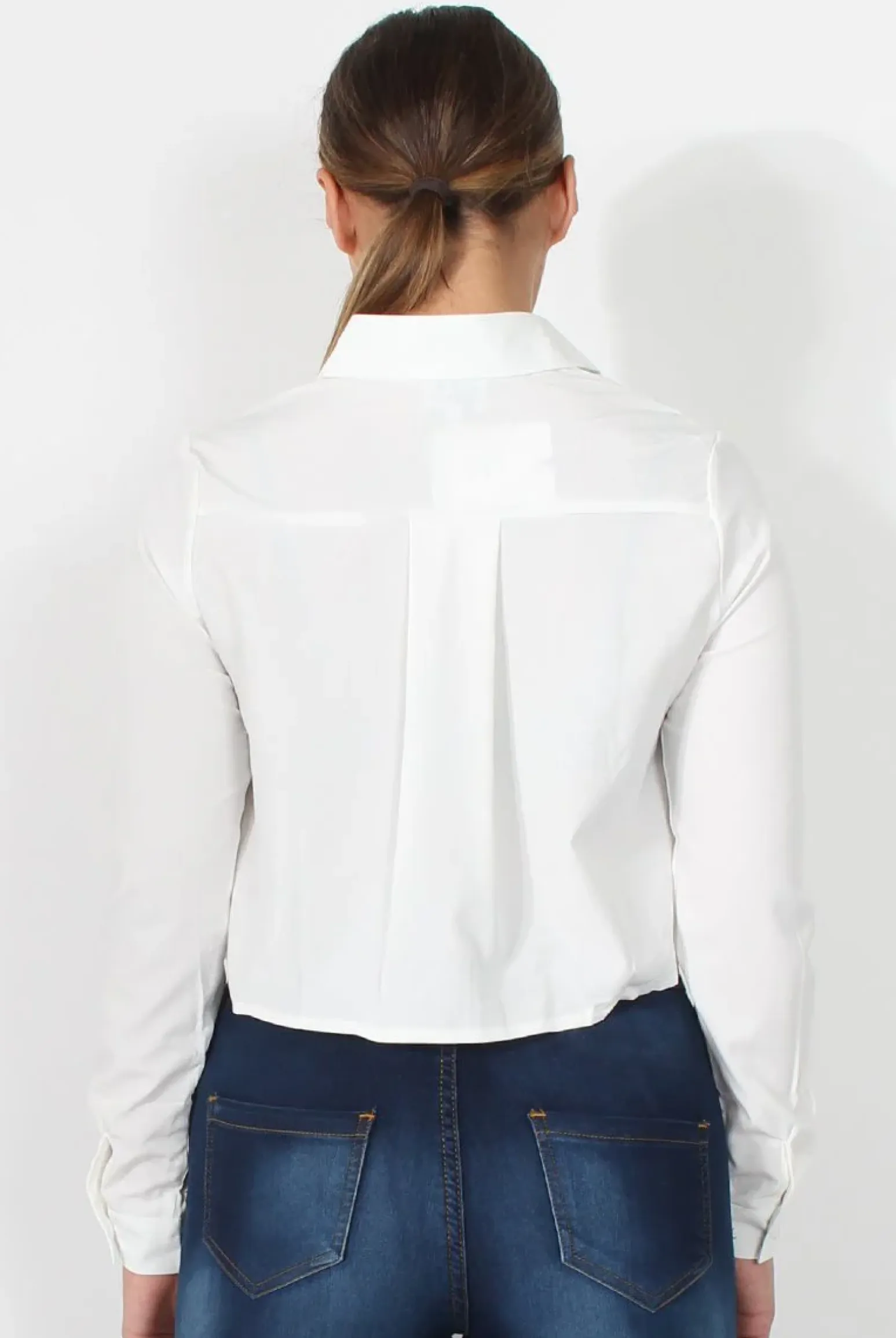 Rebellious Fashion Grace White Long Sleeved Cropped Shirt
