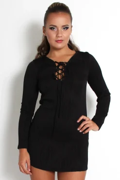 Rebellious Fashion Gracie Black Tie Front Mini Dress