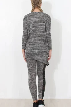Rebellious Fashion Gracie Grey Camouflage Asymmetric Loungewear set