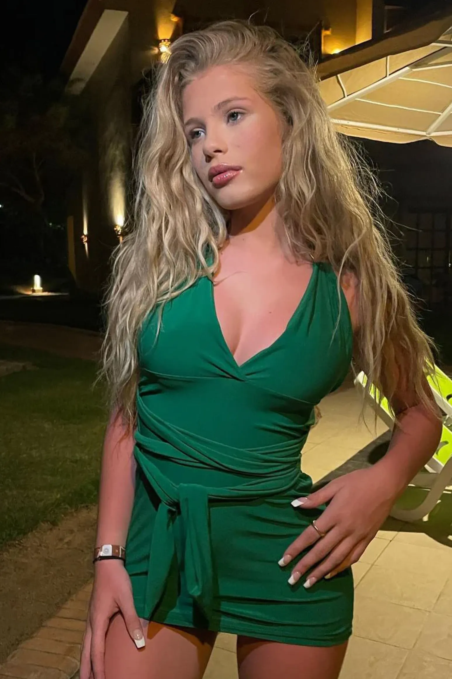 Rebellious Fashion Green Multi Way Slinky Mini Dress - Lydia