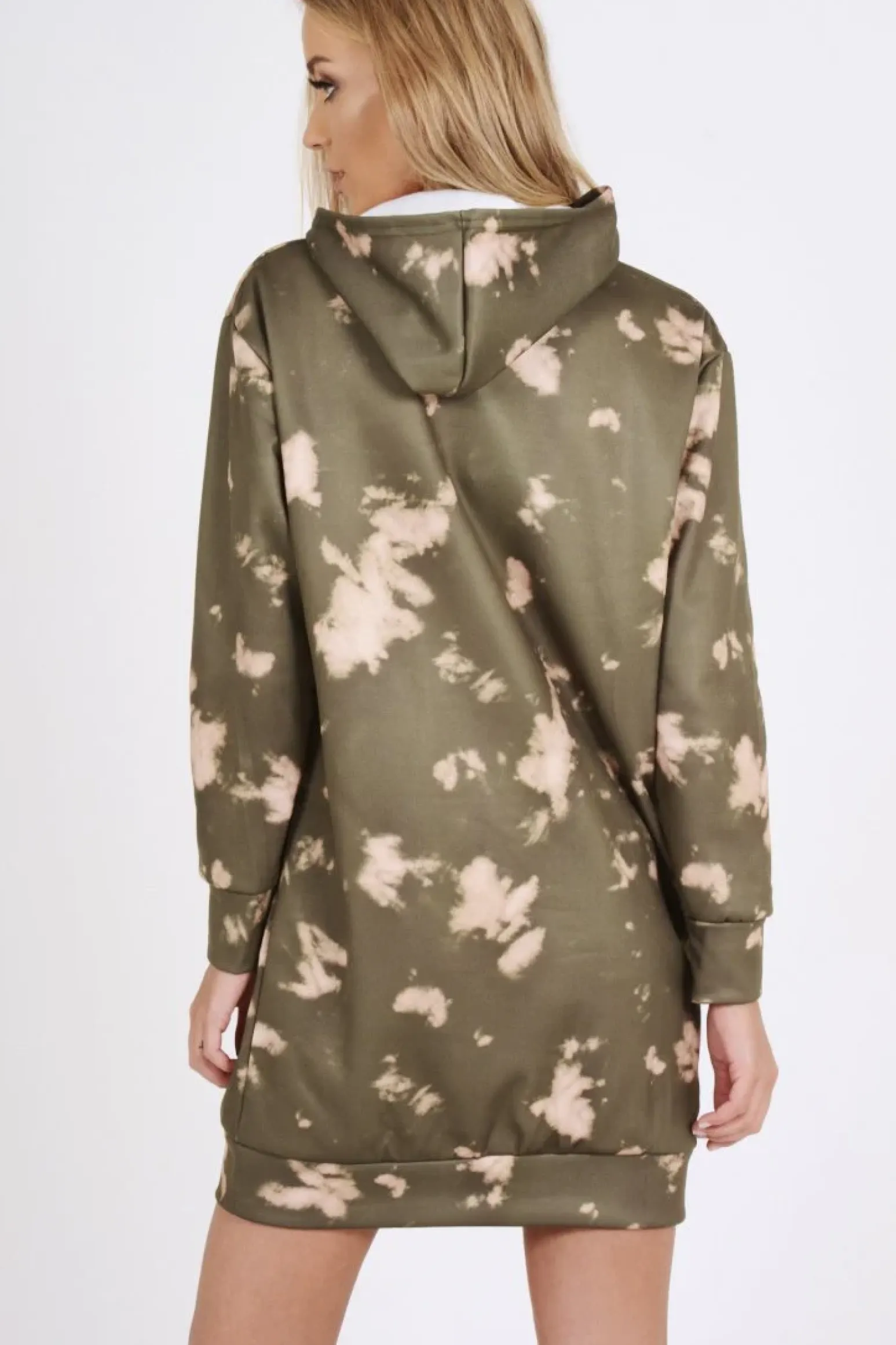 Rebellious Fashion Green Acid Wash Army Hoodie - Aime