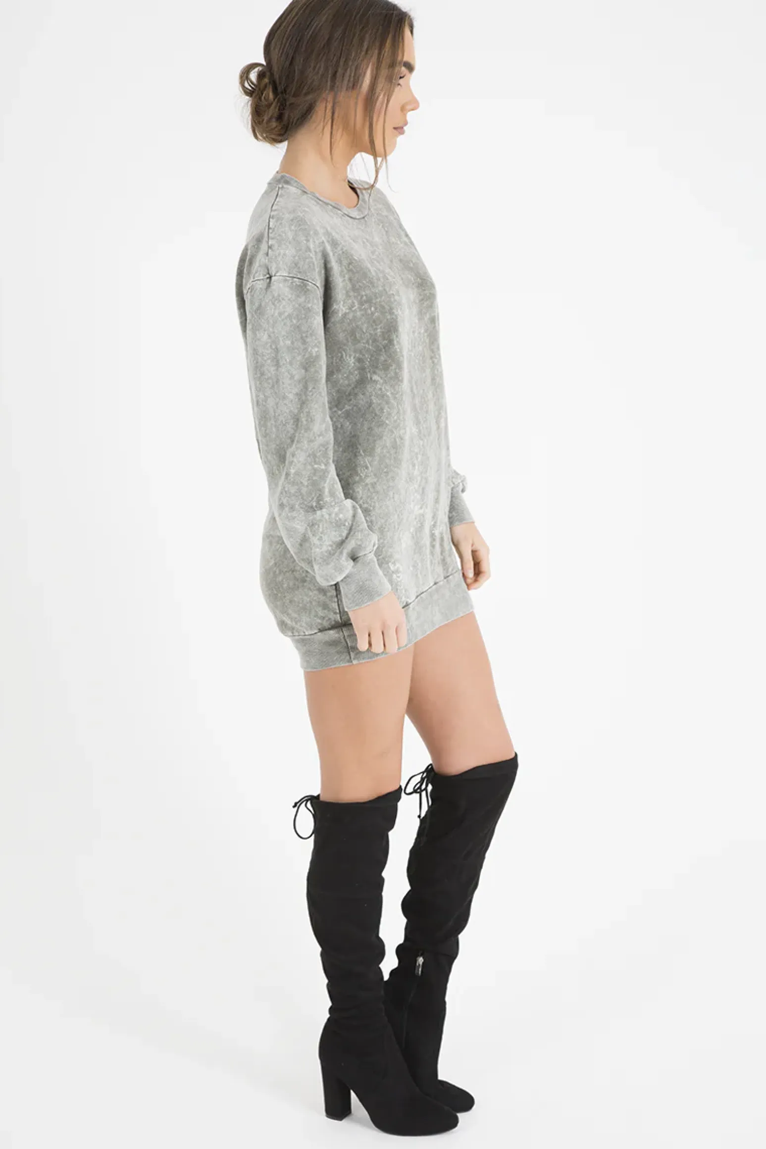 Rebellious Fashion Green Acid Wash Jumper Dress - Cheryl