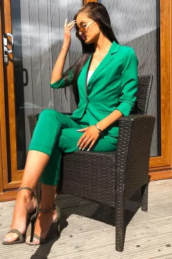 Rebellious Fashion Green Blazer and Trousers Co-Ord - Rossie