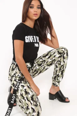 Rebellious Fashion Green Camo Ankle Cuff Cargo Pants - Jaquie