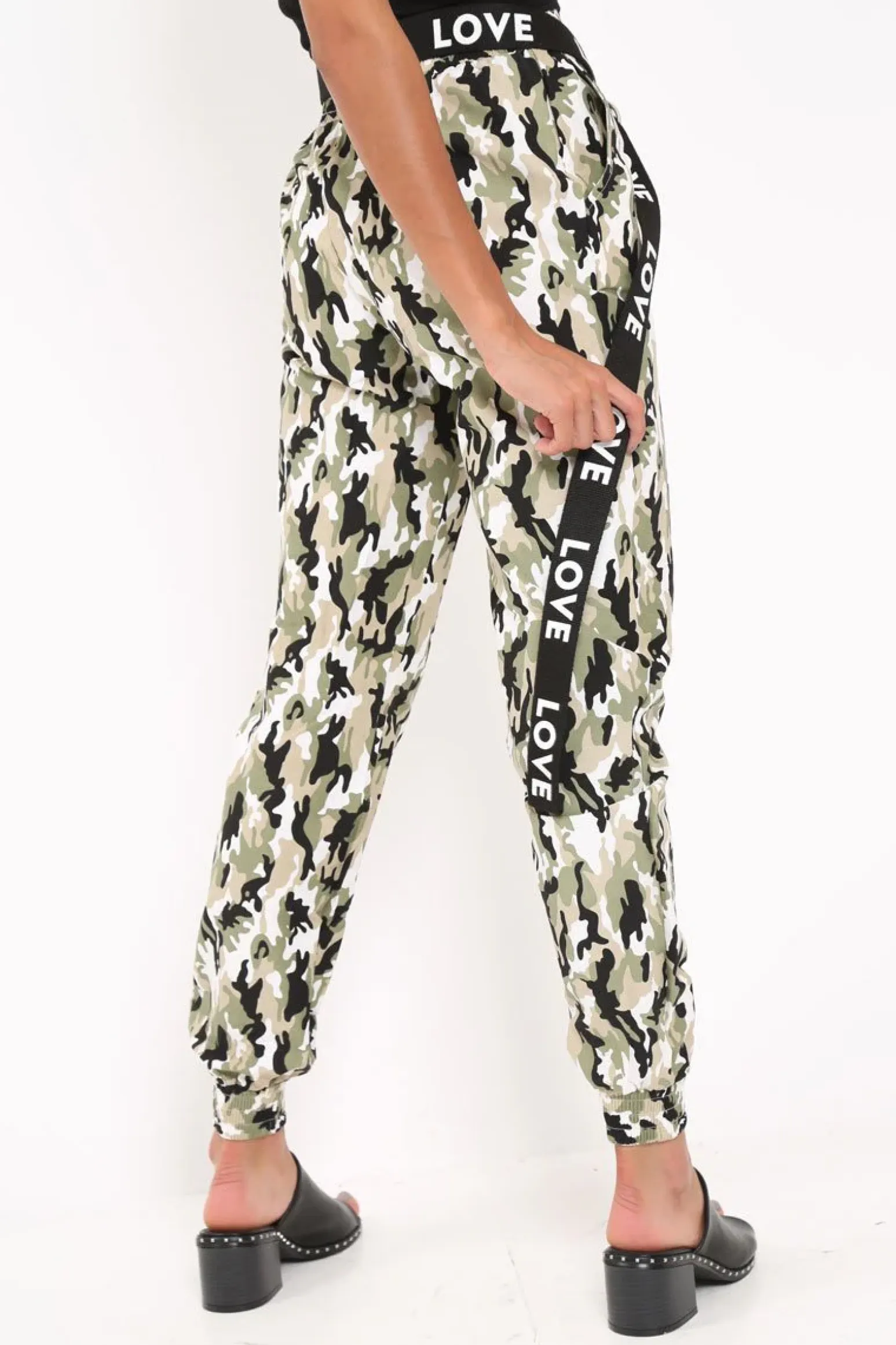 Rebellious Fashion Green Camo Ankle Cuff Cargo Pants - Jaquie