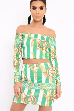 Rebellious Fashion Green Chain Print Set - Adrie