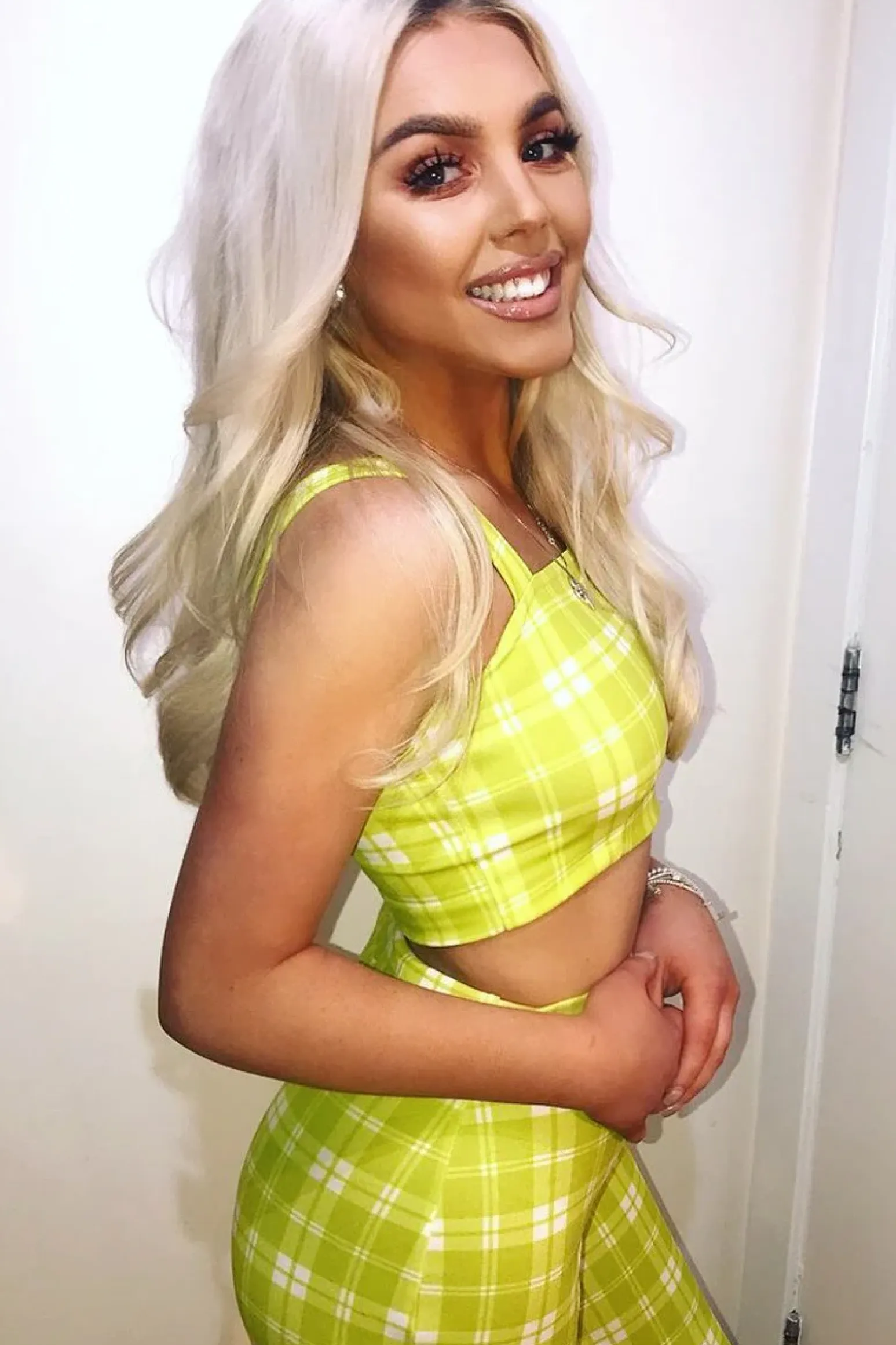 Rebellious Fashion Green Checked Crop Top and Trousers Co-ord Set - Kimmy