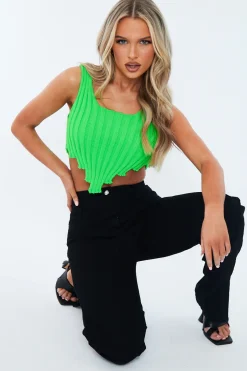 Rebellious Fashion Green Distressed Knit Crop Top - Dani