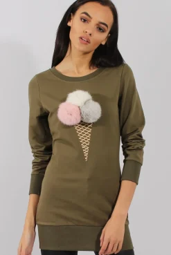 Rebellious Fashion Green Fluffy Ice Cream Jumper - Noella