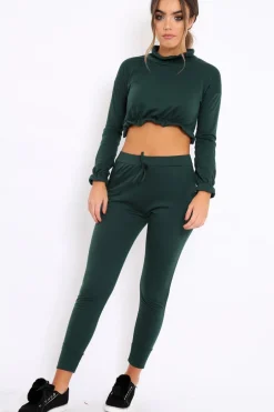 Rebellious Fashion Green Frill Hem Tracksuit - Adah