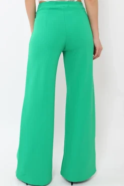 Rebellious Fashion Green High Waisted Flare Trousers - Kym