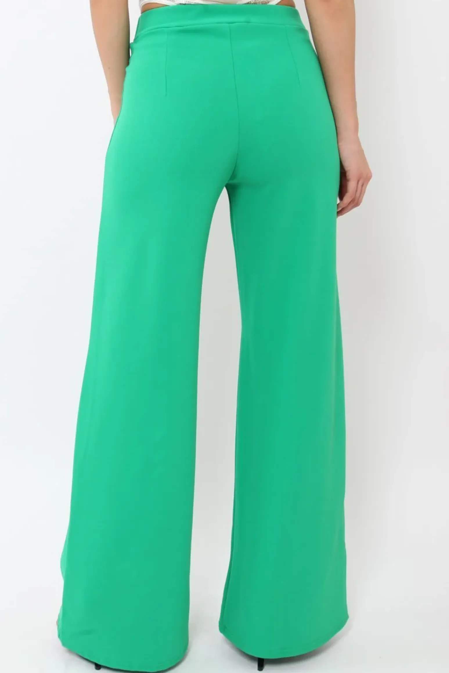 Rebellious Fashion Green High Waisted Flare Trousers - Kym