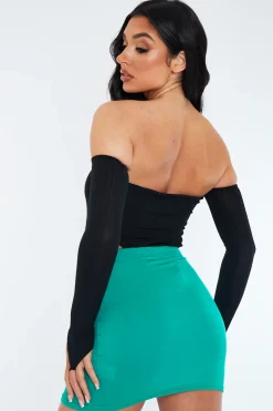 Rebellious Fashion Green Jersey Bodycon Mini Skirt - Capri