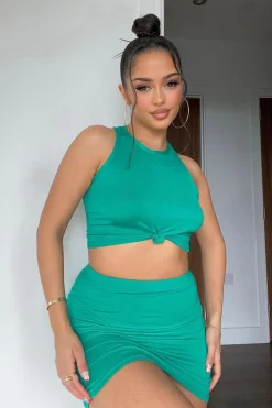 Rebellious Fashion Green Jersey Racerback Crop Top - Bailey