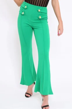 Rebellious Fashion Green Kick Flare Pants - Rita