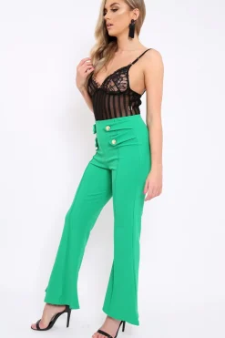 Rebellious Fashion Green Kick Flare Pants - Rita