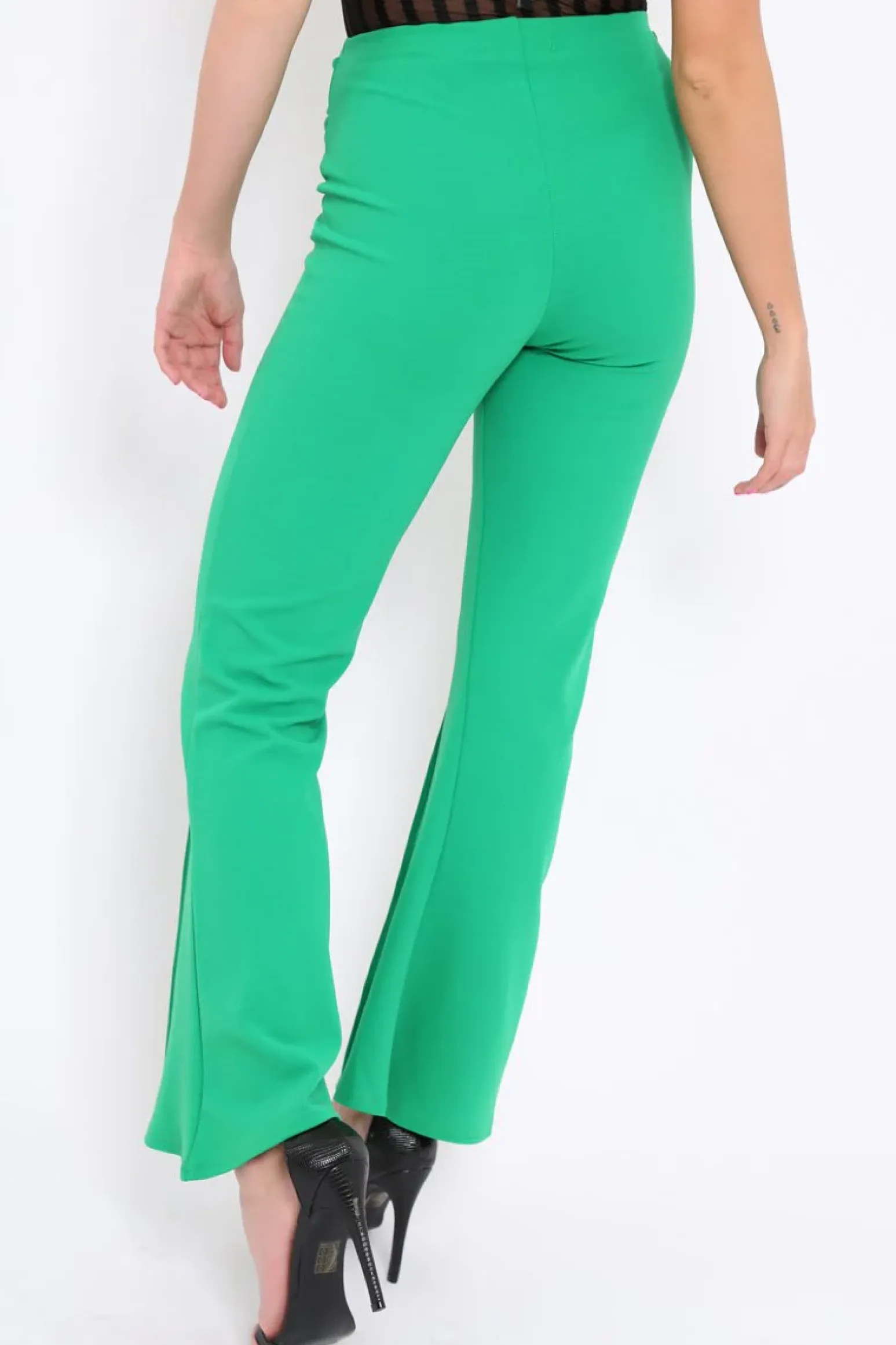 Rebellious Fashion Green Kick Flare Pants - Rita
