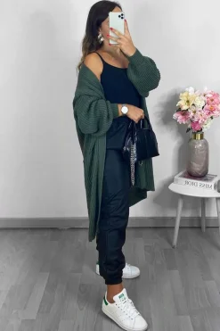 Rebellious Fashion Green Longline Knit Cardigan - Abbie
