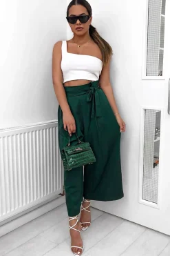 Rebellious Fashion Green Paper Bag Waist Culottes - Eris