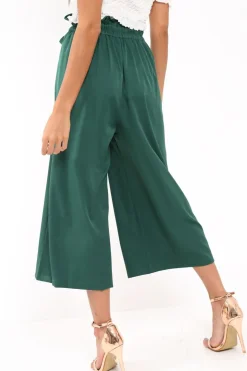 Rebellious Fashion Green Paper Bag Waist Culottes - Eris