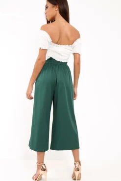 Rebellious Fashion Green Paper Bag Waist Culottes - Eris
