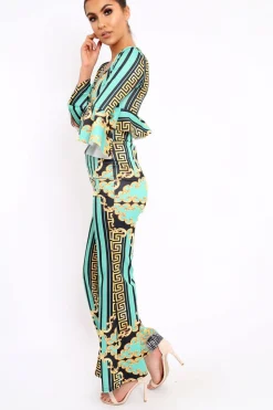 Rebellious Fashion Green Pattern Print Co-ord -Hasna