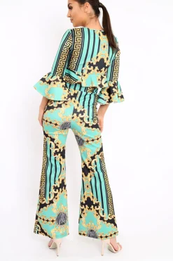 Rebellious Fashion Green Pattern Print Co-ord -Hasna