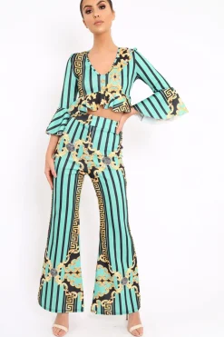 Rebellious Fashion Green Pattern Print Co-ord -Hasna