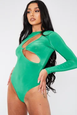 Rebellious Fashion Green Ring Detail Bodysuit - Essie