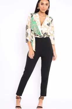 Rebellious Fashion Green Scarf jumpsuit - Gena