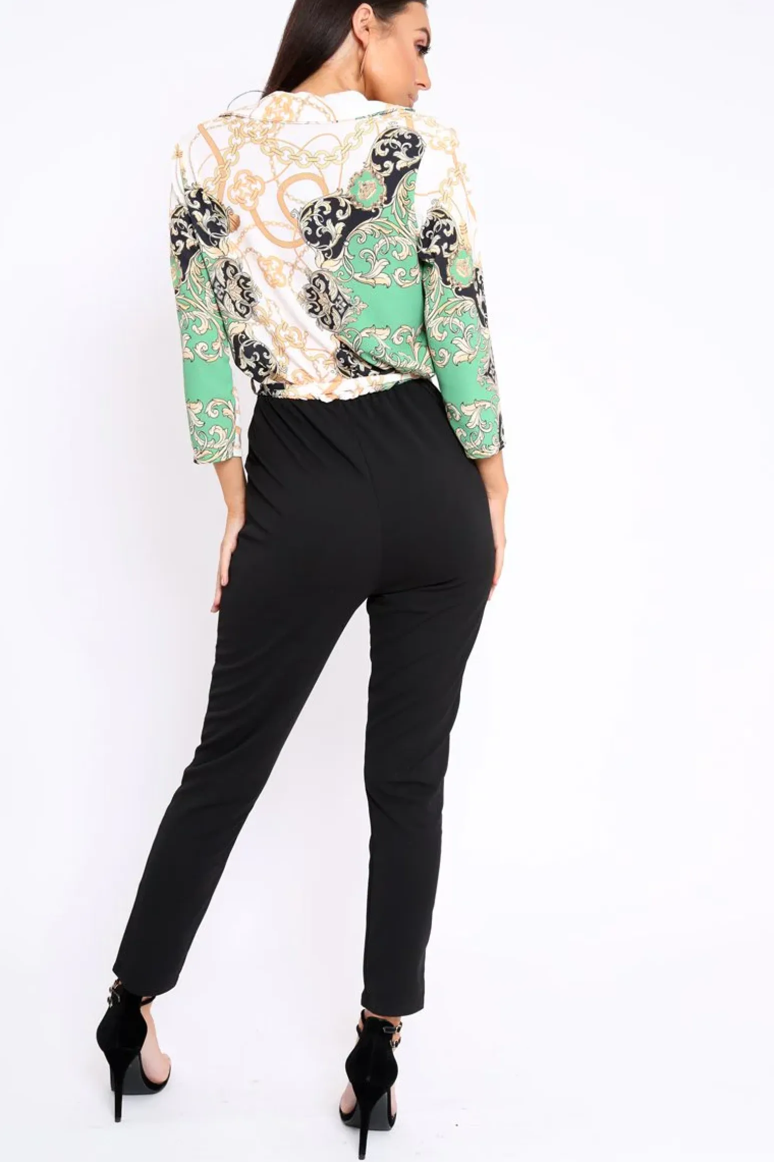 Rebellious Fashion Green Scarf jumpsuit - Gena