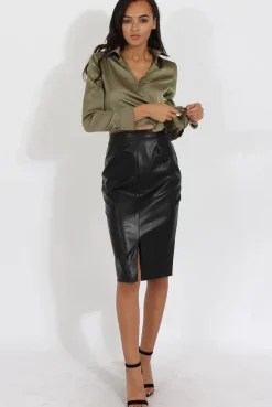 Rebellious Fashion Green Silk Wrap Crop Top - Danielle