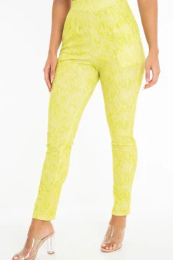 Rebellious Fashion Green Snake Print Crepe Tapered Trousers - Giulia