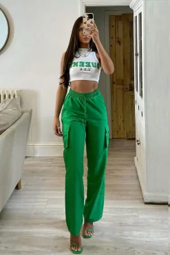 Rebellious Fashion Green Straight Leg Cargo Trousers - Aida