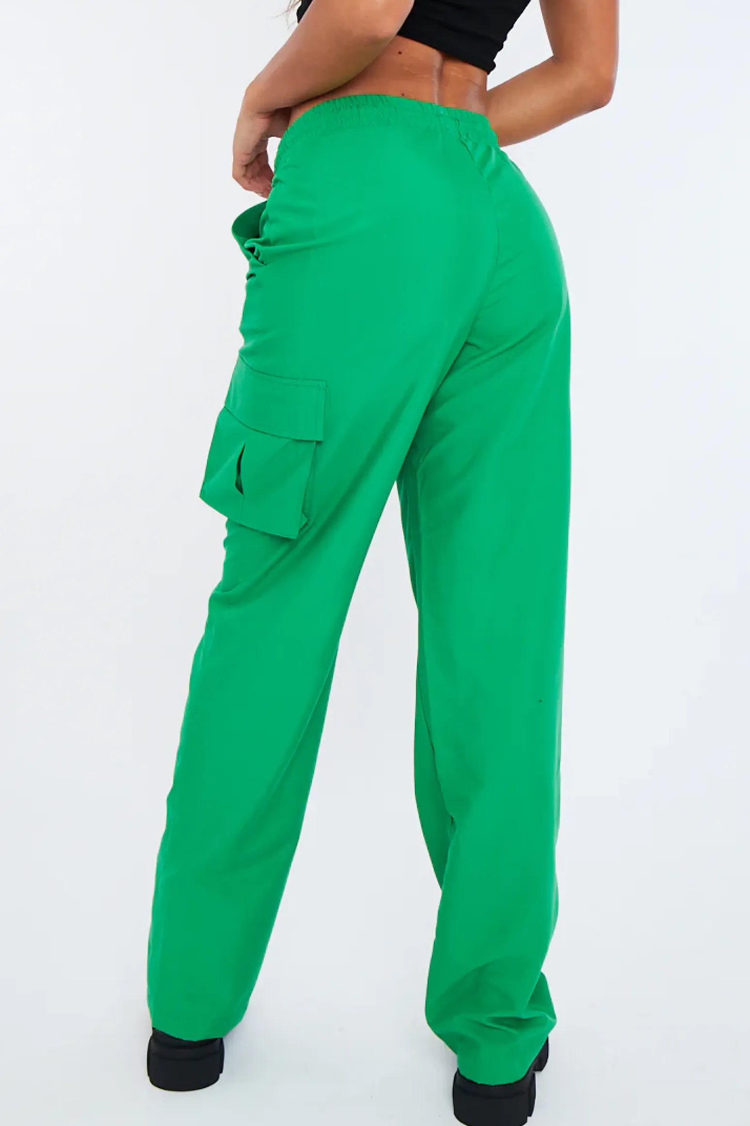 Rebellious Fashion Green Straight Leg Cargo Trousers - Aida