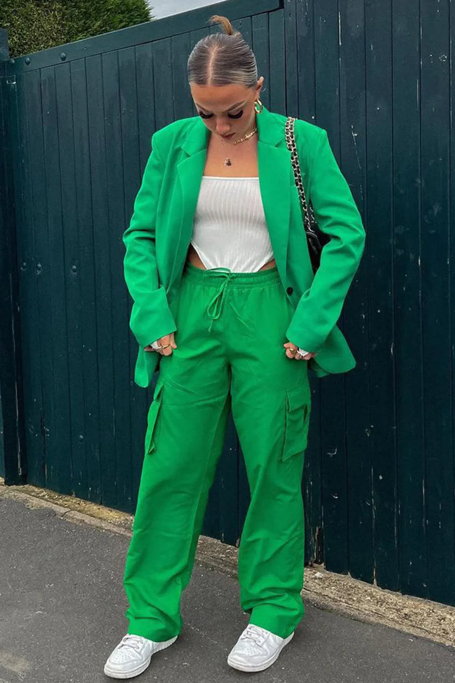 Rebellious Fashion Green Straight Leg Cargo Trousers - Aida