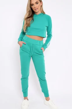 Rebellious Fashion Green Tracksuit with White Side Stripe - Kady