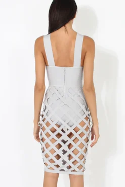 Rebellious Fashion Grey Bandage Cage Dress - Amra