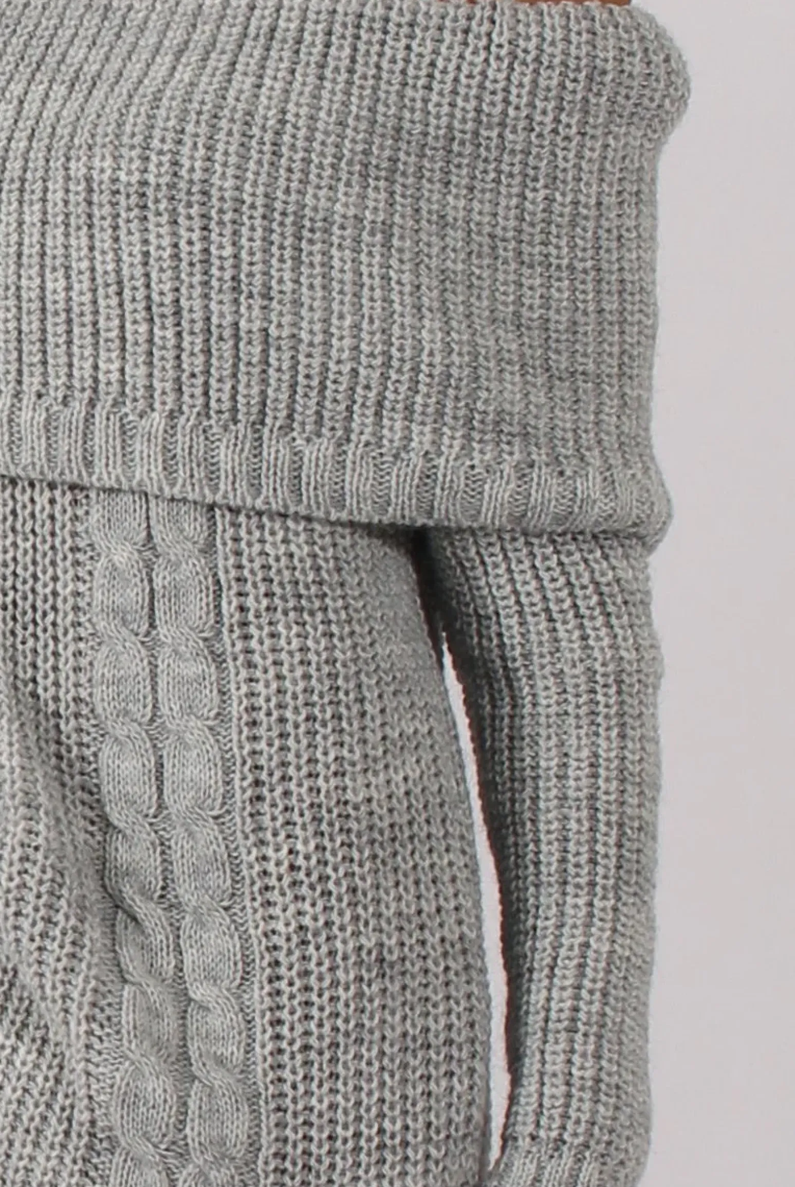 Rebellious Fashion Grey Bardot Heavy Knit Jumper Dress - Suzy