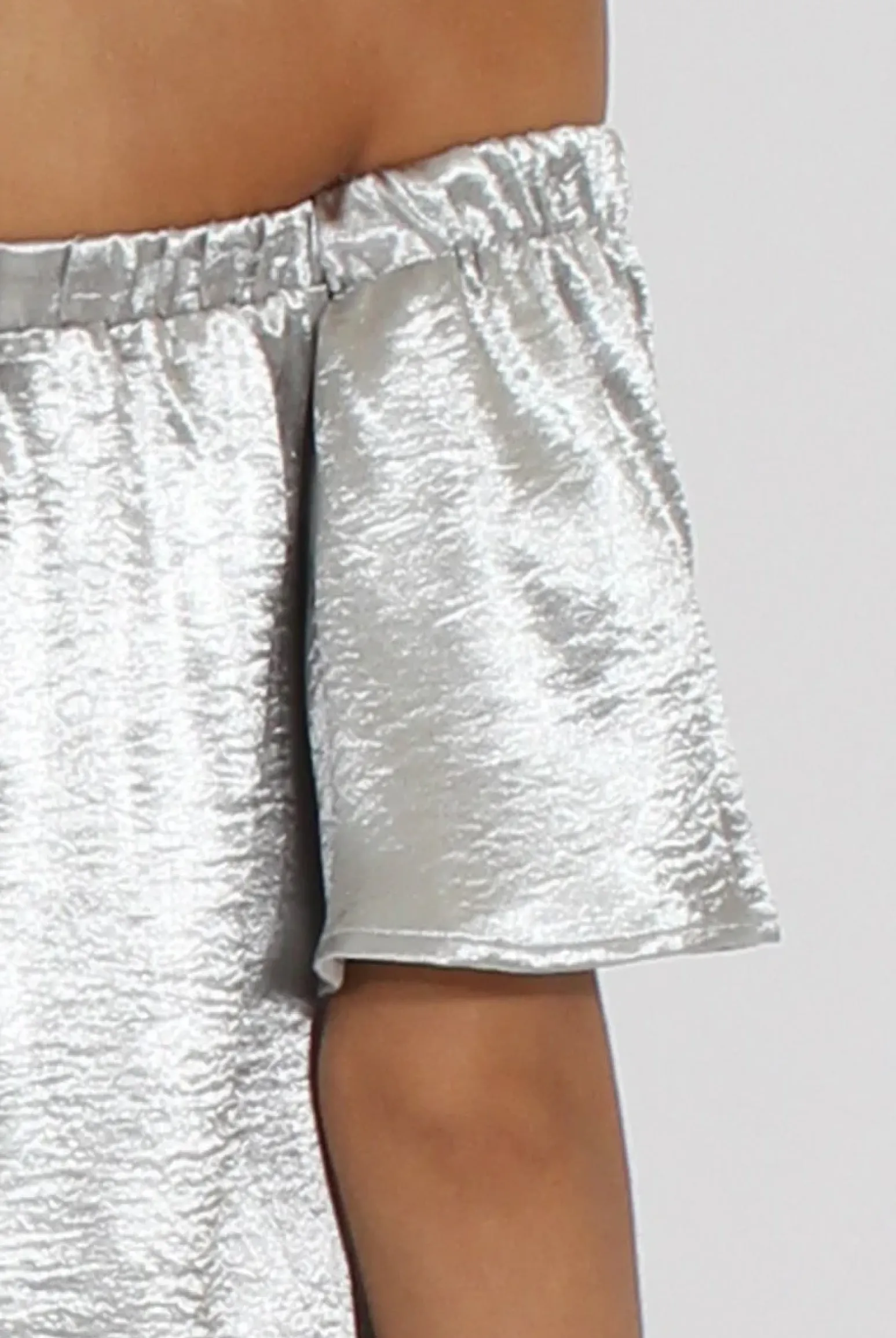 Rebellious Fashion Grey Metallic Bardot Dress - Maria