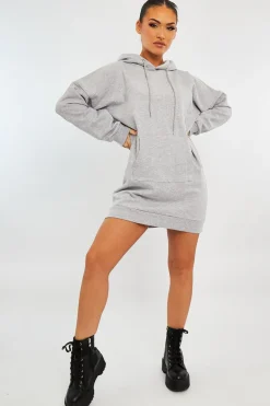 Rebellious Fashion Grey Oversized Hoodie Dress - Eimy