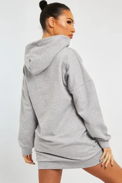 Rebellious Fashion Grey Oversized Hoodie Dress - Eimy