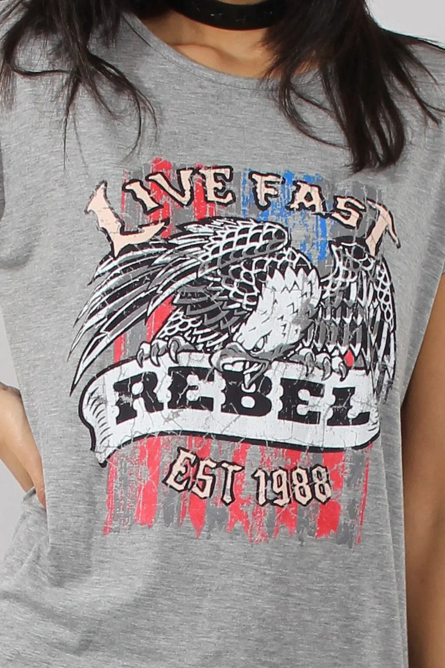 Rebellious Fashion Grey Rebel Slogan Print Tshirt Dress - Juan