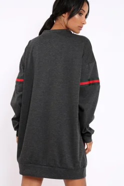 Rebellious Fashion Grey Stripe Jumper Dress - Finley