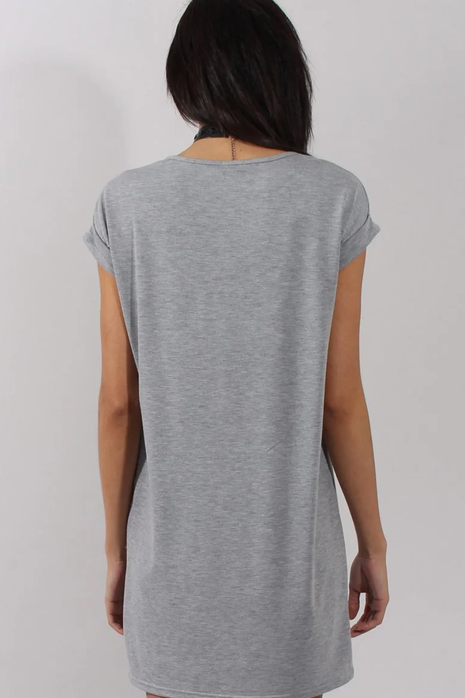 Rebellious Fashion Grey Vintage Eagle T-Shirt Dress - Eloise