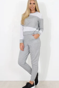 Rebellious Fashion Grey and White Loungewear Set - Katie