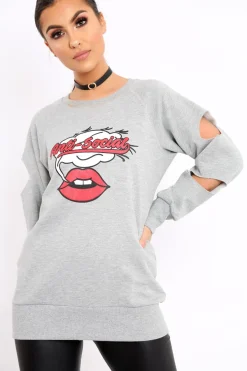 Rebellious Fashion Grey Anti Social Slogan Jumper - Aaruhi