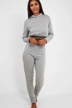 Rebellious Fashion Grey Aztec Trim Loungewear Set - Galena